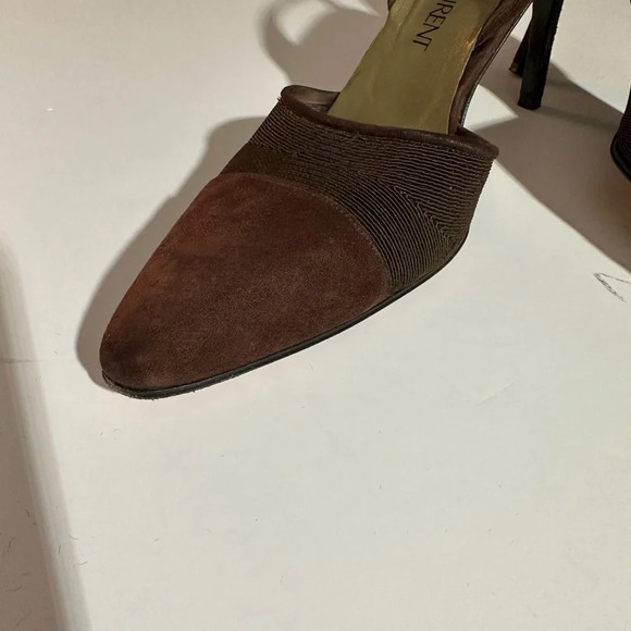 Yves Saint Laurent Brown Slingback Pumps Sz 9M - Picture 3 of 16